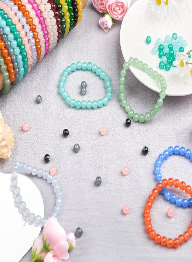 Tdas 400 Pieces 8 mm Round Glass Beads for Jewellery Making kit, 12 Colors Crystal Beads for Bracelets Pearl moti DIY Craft Charms Materials Set with one Crystal Strings roll (8 MM Multicolors) - Image 2